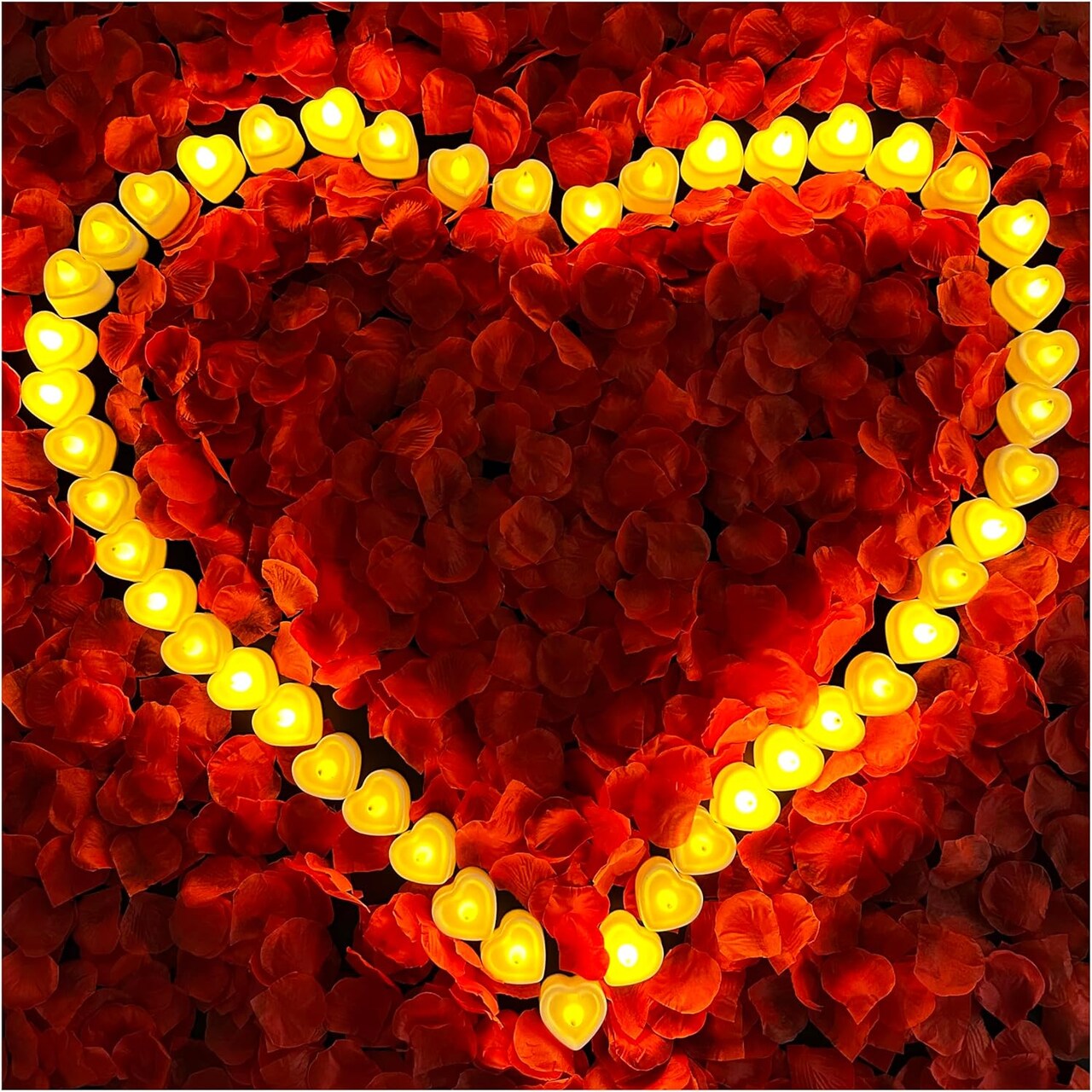 7000 Pieces Artificial Rose Petals with 72 Pcs Flameless LED Candles